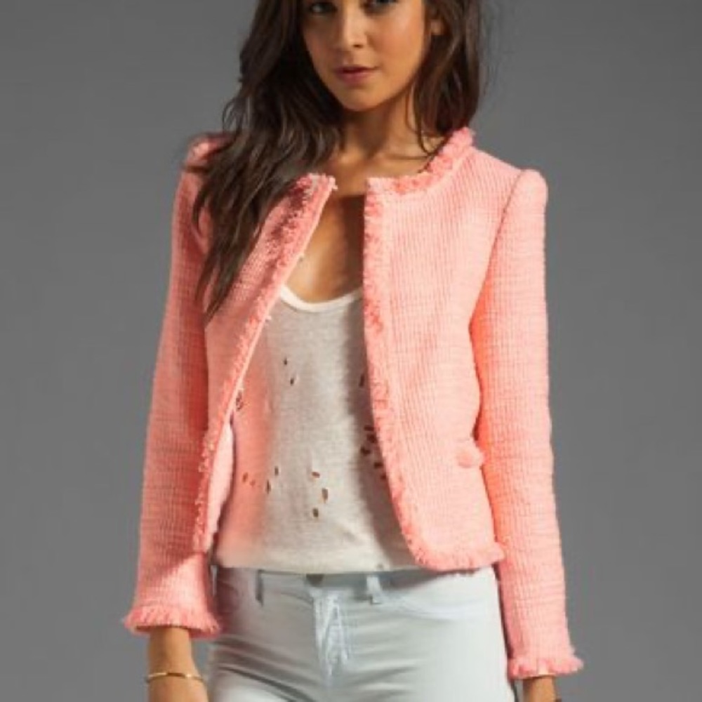 Alice + Olivia Kidman Tweed Jacket in Pink - SMALL